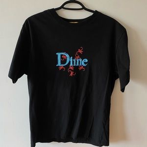 Dime T-Shirt Unique Graphic Design Black With Blue And Red Print Men’s Medium
